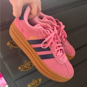 Adidas Women's Pink and Navy Gazelle Sneakers